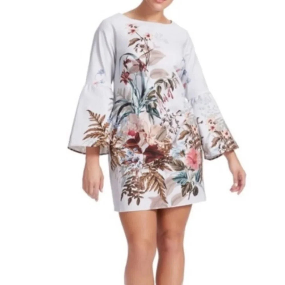 Amanda Uprichard x Gwynnie Bee Floral Tunic Mini Dress Gray 18779